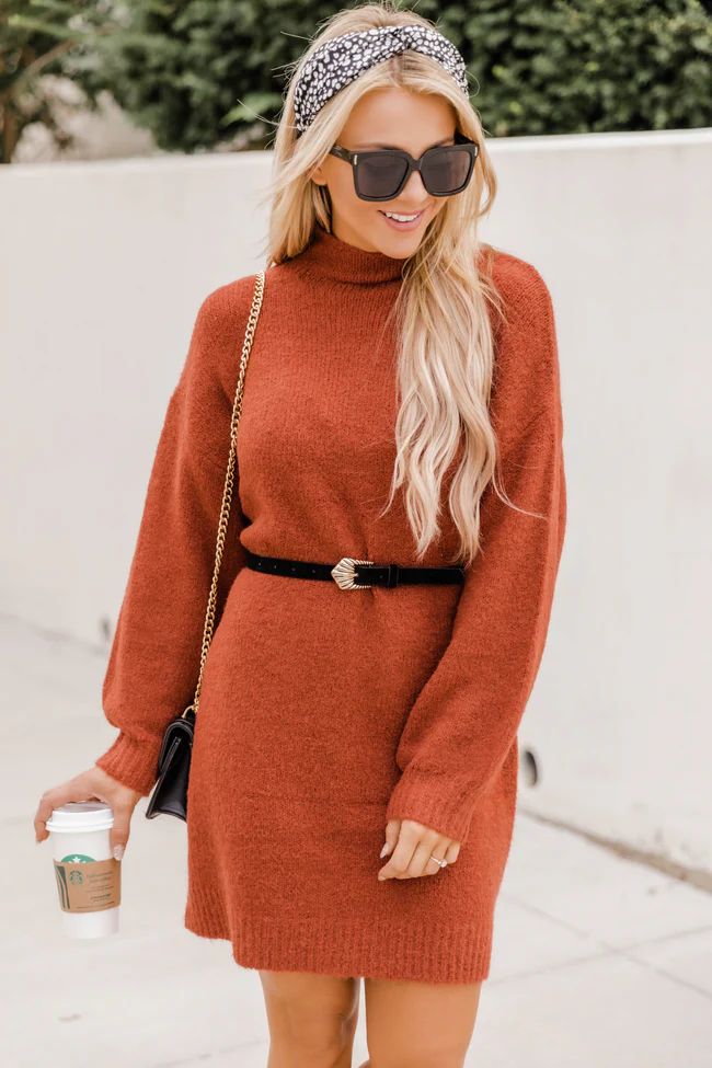We Owned The Night Sweater Dress Rust | The Pink Lily Boutique