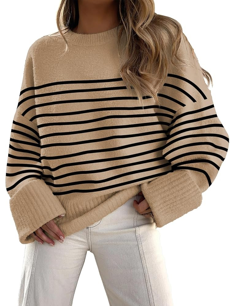 ANRABESS Women's Oversized Sweaters 2025 Long Sleeve Fuzzy Knit Casual Chunky Pullover Sweater Fa... | Amazon (US)