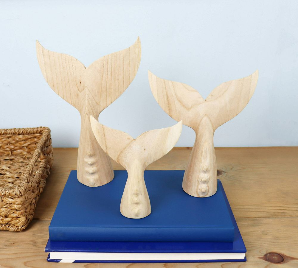 Handcrafted Wooden Carved Whale Tails, Set of 3 | Pottery Barn (US)