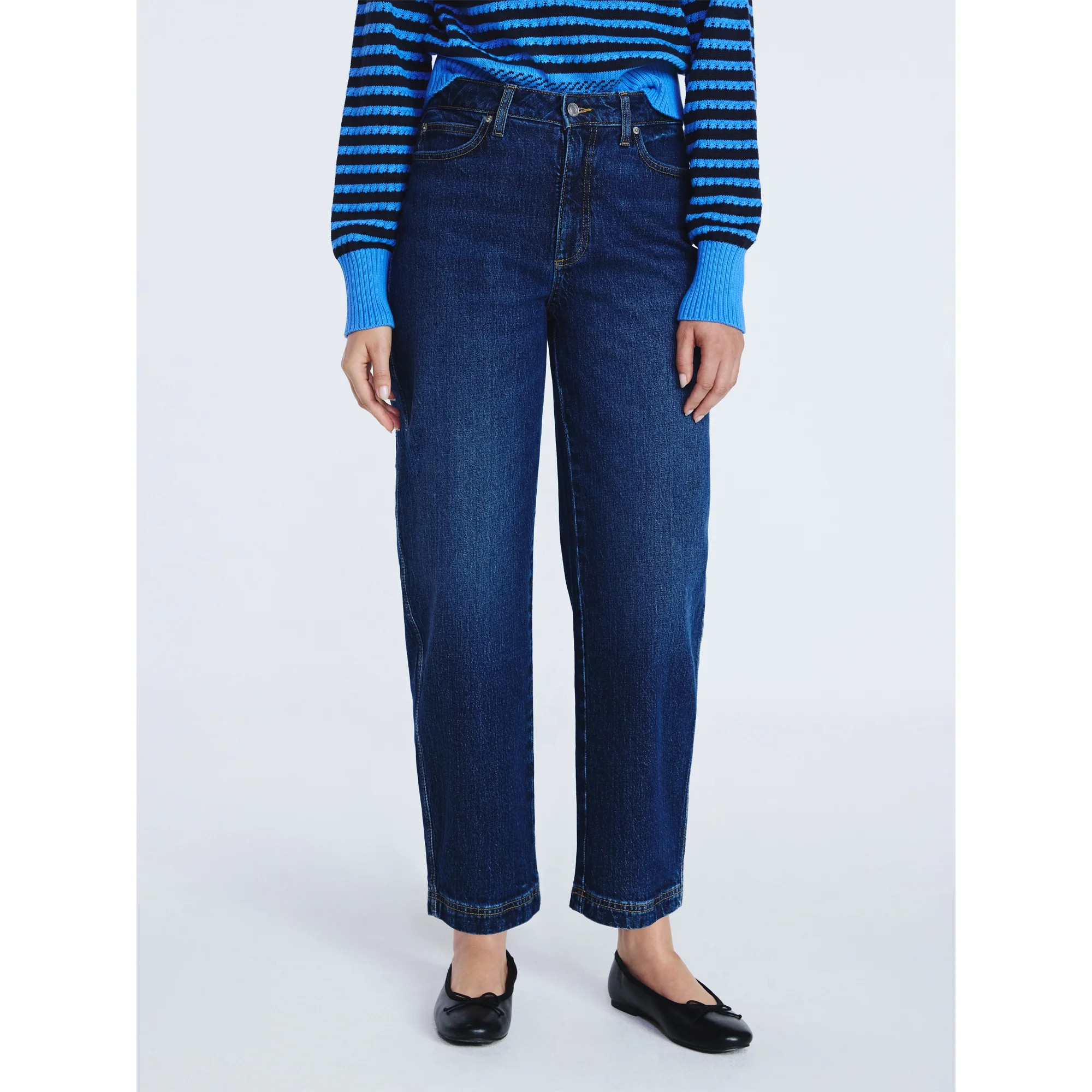 Free Assembly Women's Midrise Wide Leg Release Hem Jeans, 24" Inseam, Sizes 0-20 | Walmart (US)