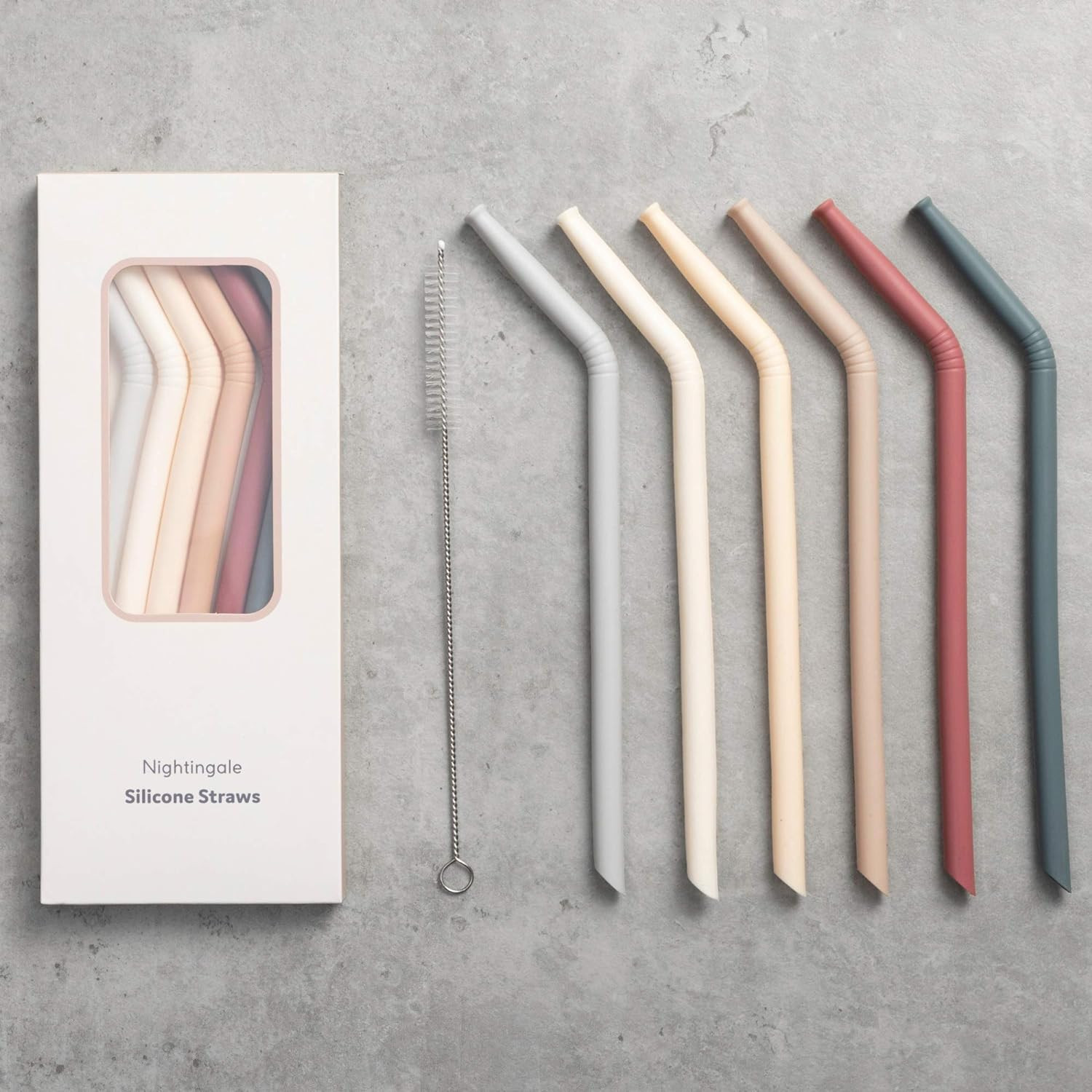 Nightingale Silicone Straw - Flexible & Reusable Drinking Straws with Cleaning Brush for Toddlers &  | Amazon (US)