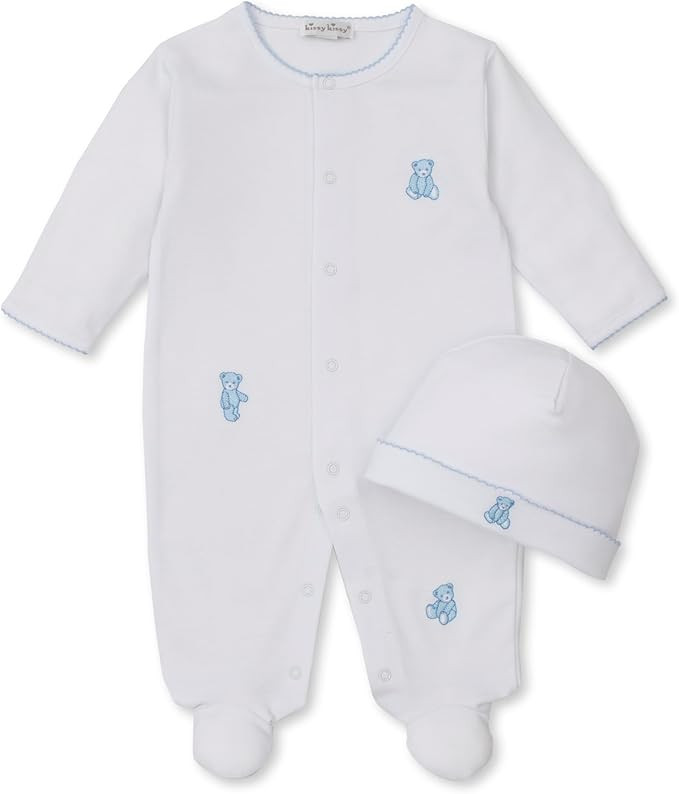 kissy kissy Baby Boys and Girls 100% Pima Cotton Teddy Bears Footie and Hat Set | Amazon (US)