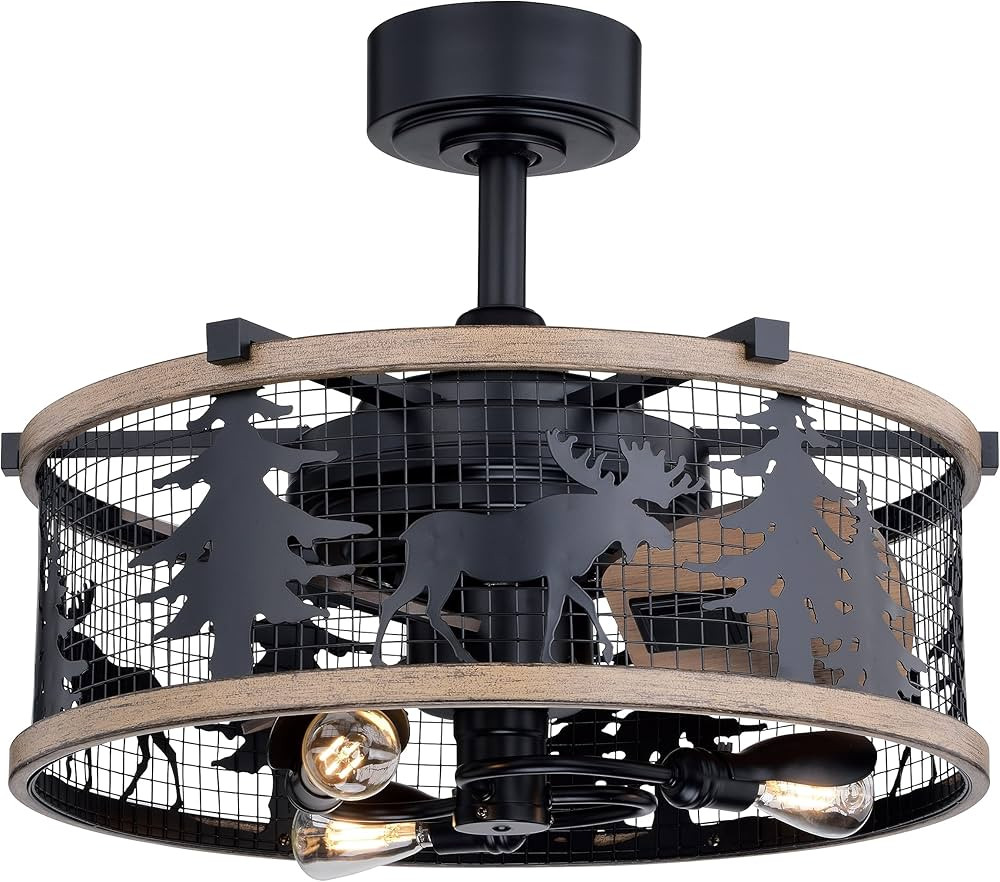 VAXCEL Kodiak Black and Burnished Teak Rustic Ceiling Fan with LED Light Kit and Remote Moose | Amazon (US)