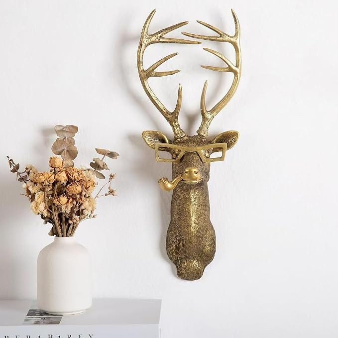Rekeell Decorative Wall Mounted Animal Heads, Gold Metallic Finish, Bear Deer Rabbit with Glasses... | Amazon (US)
