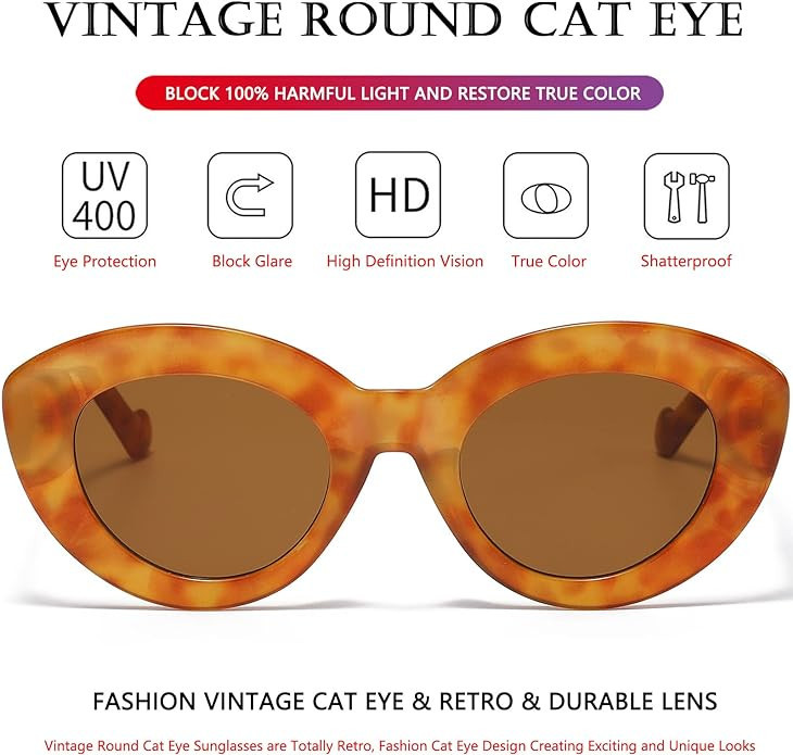 AIEYEZO Oversized Cat Eye Sunglasses for Women Cute Oval Thick Frame Cateye Sun Glasses Chic Retr... | Amazon (US)