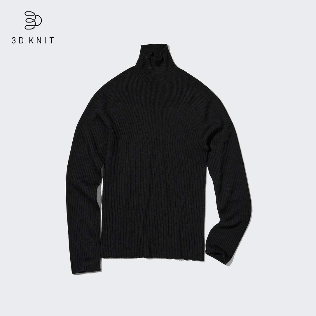 3D Knit Extra Fine Merino Ribbed High Neck Jumper | UNIQLO (UK)
