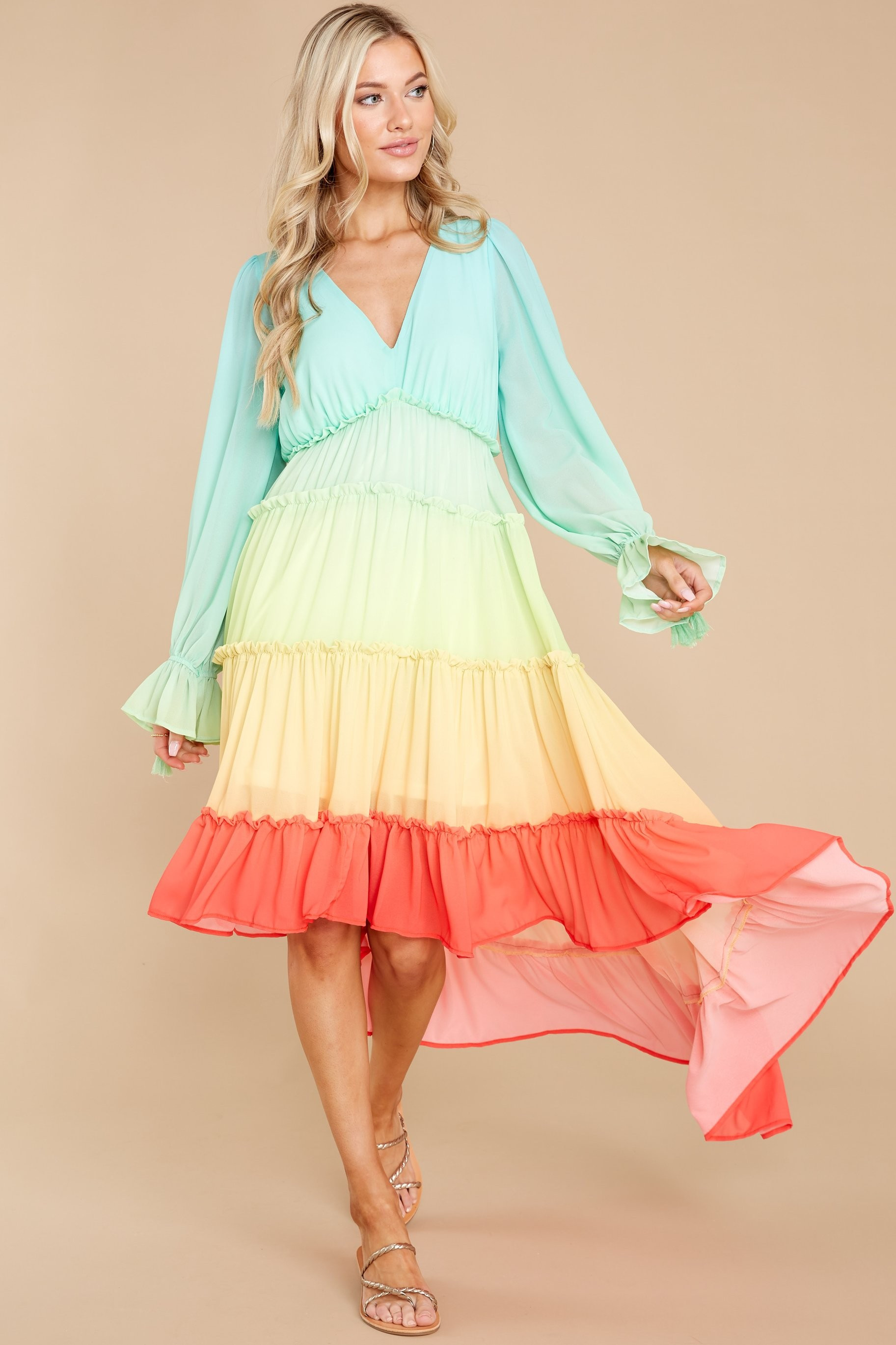 Just Own It Green Multi High-Low Dress | Red Dress 