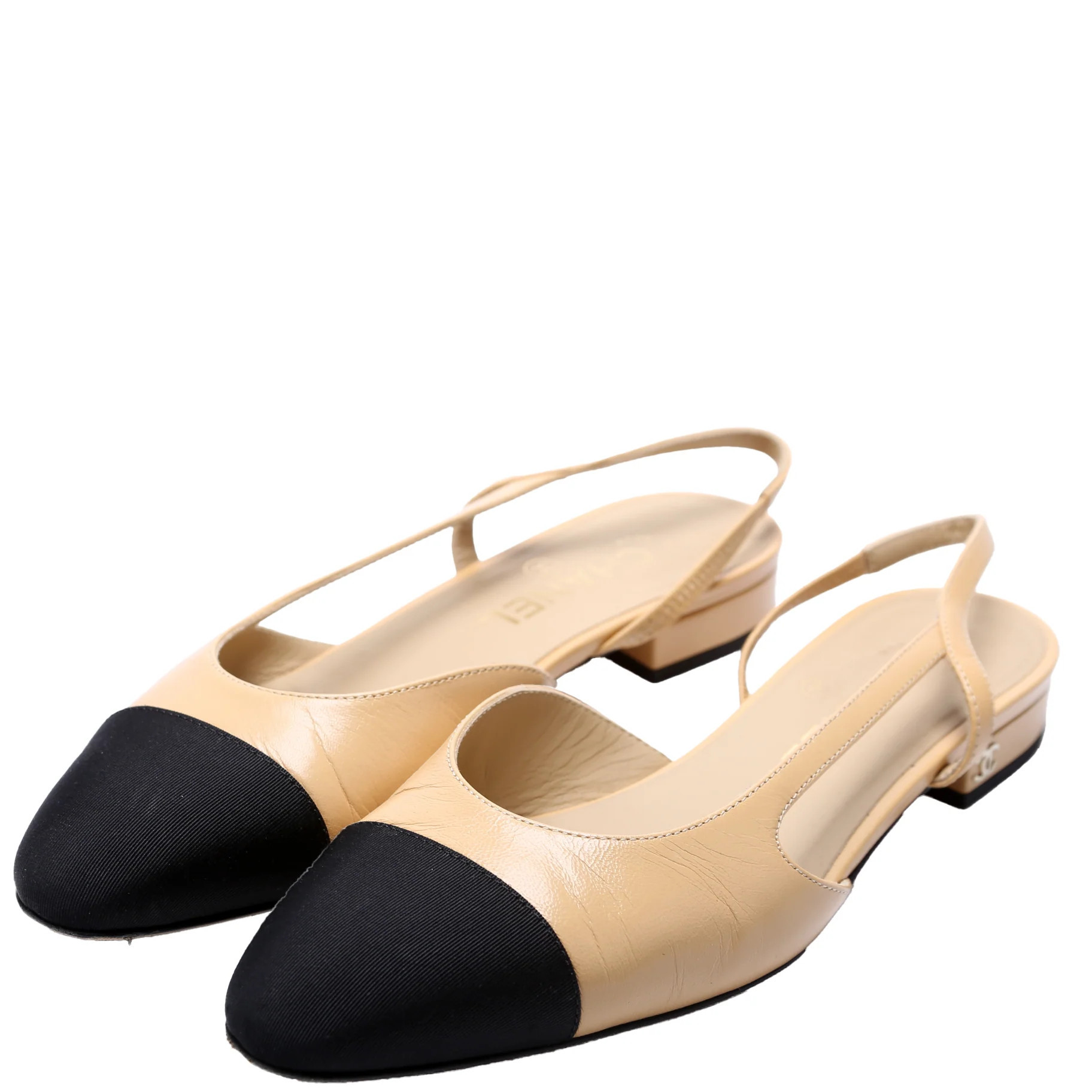 Cap Toe Slingback Flats Size 37.5 | Keeks Designer Handbags