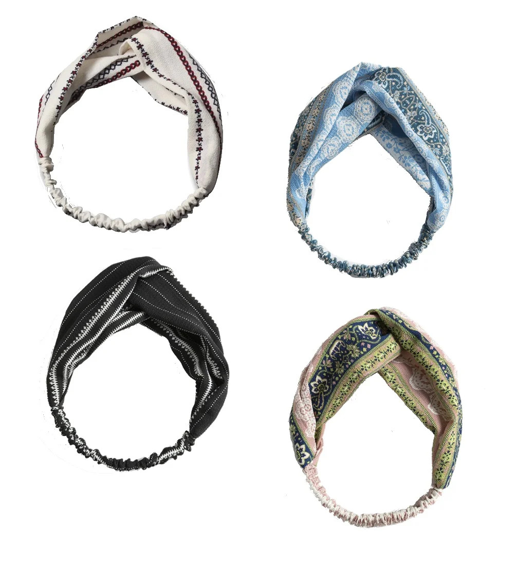 (Pack of 4) Mini-Factory Elastic Twisted Headband Classic Retro Style Hair Wrap Accessories for W... | Walmart (US)