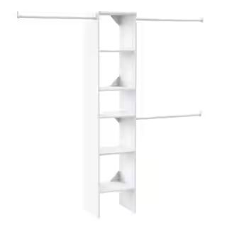 ClosetMaid Selectives 48 in. W - 112 in. W White Reach-In Tower Wall Mount 6-Shelf Wood Closet Sy... | The Home Depot