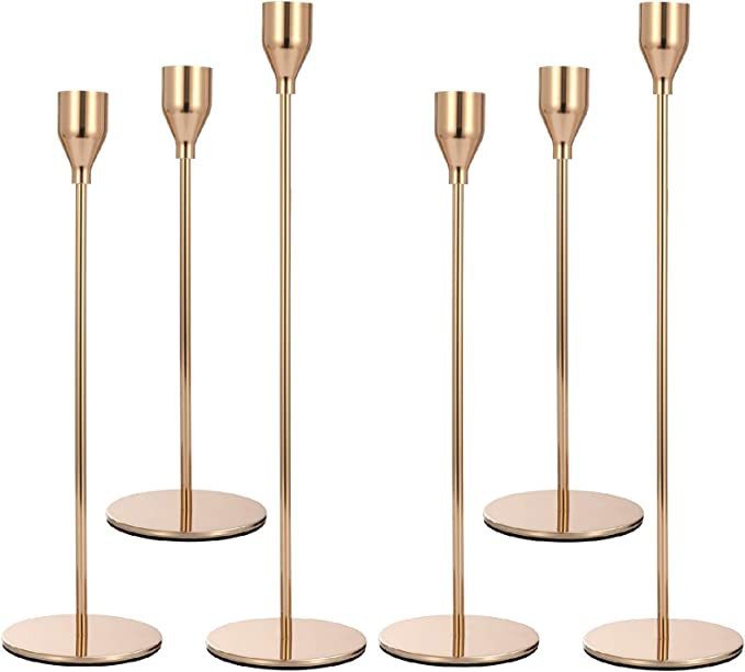 Amazon.com: Anndason Set of 6 Gold Candlestick Holders Gold Candle Holder Taper Candle Holders Ca... | Amazon (US)
