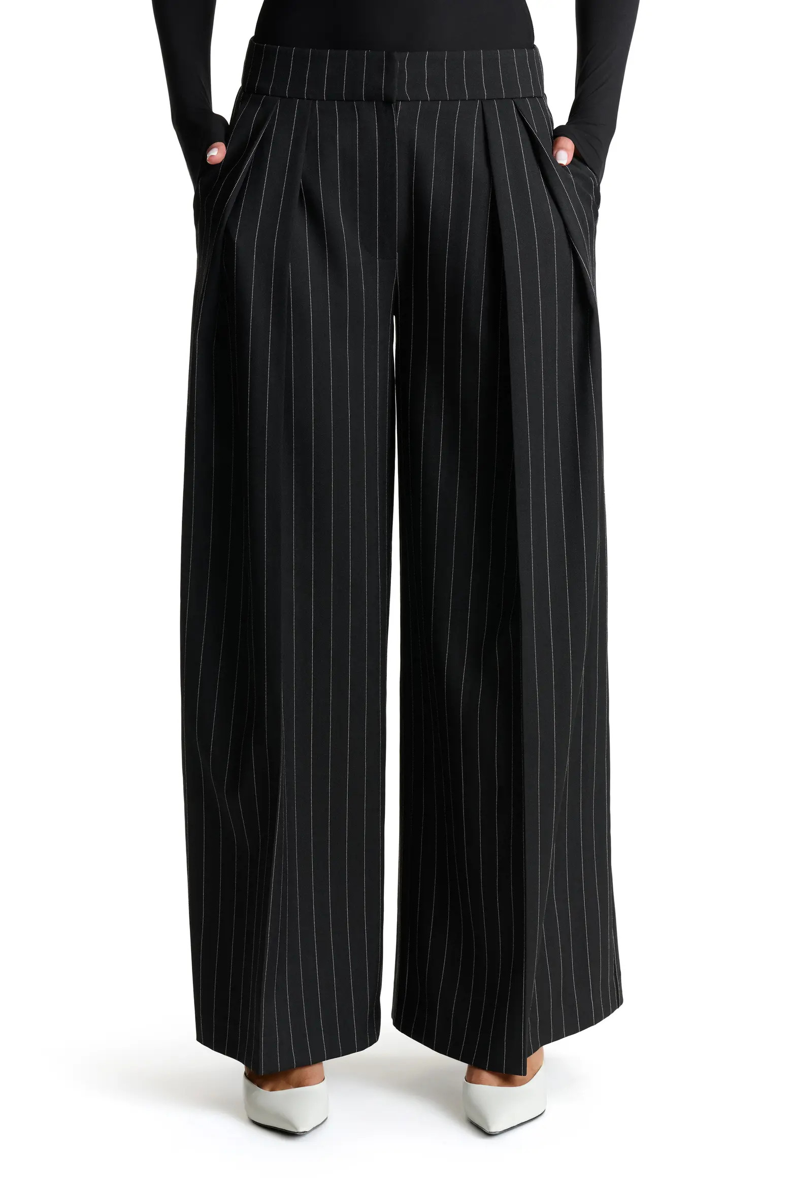 Naked Wardrobe Pinstripe Wide Leg Pants (Women) | Nordstrom | Nordstrom