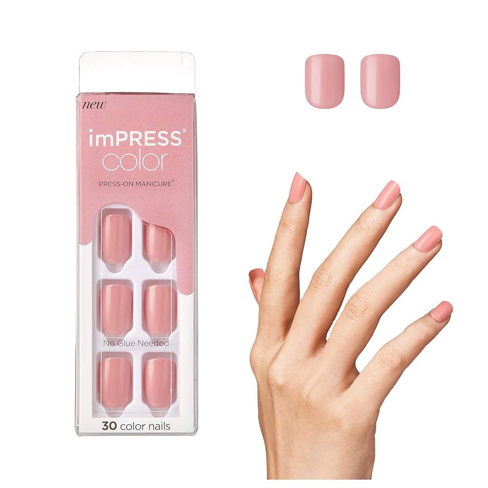 KISS imPRESS Color Polish-Free Solid Color Press-On Nails, PureFit Technology, Short Length, Pret... | Amazon (US)