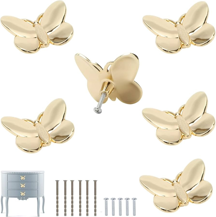 Gold Butterfly Cabinet Knobs Kitchen Hardware for Cabinets Cute Animal Dresser Knobs Furniture Cu... | Amazon (US)