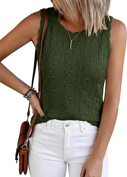 BTFBM Crochet Tops for Women Sleeveless Knit Sweater Vest Tank Top Summer Spring 2026 Cover Ups B... | Amazon (US)