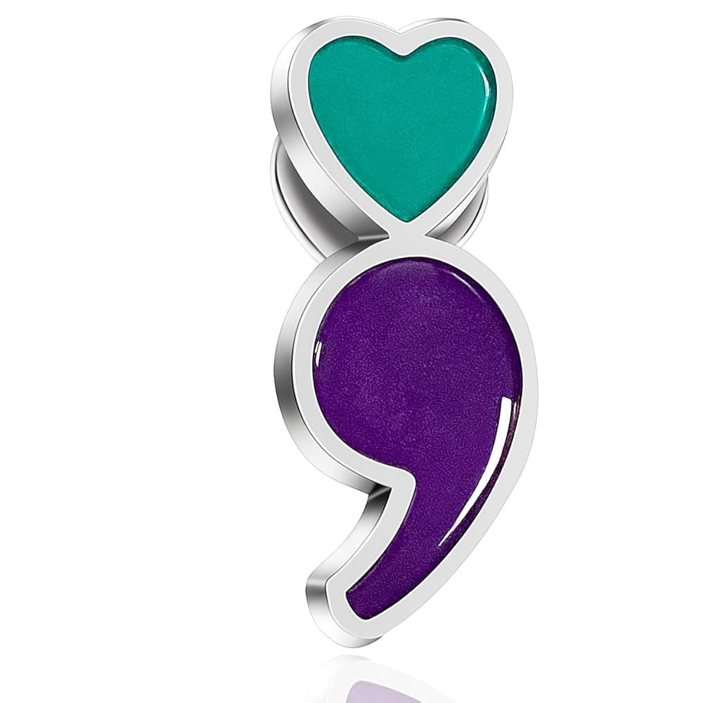 6/12/50/100/Pcs Semicolon Mental Health Suicide prevention awareness Lapel pins Bulk Metal Purple... | Amazon (US)