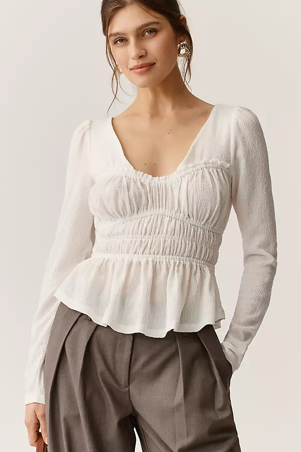 Long-Sleeve Smocked Top | Anthropologie (US)