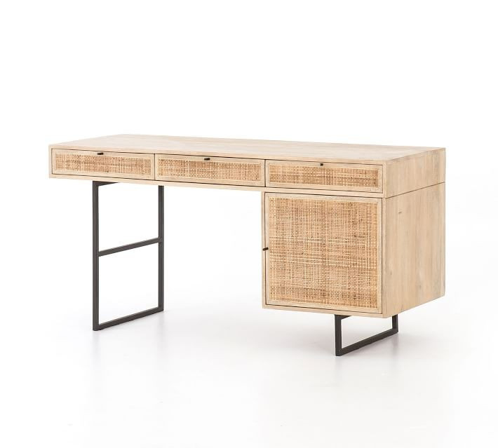 Dolores 60" Cane Desk with Drawers | Pottery Barn (US)
