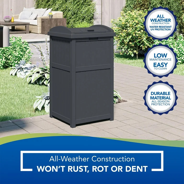 Suncast Trashcan Hideaway Outdoor 33 Gallon Garbage Waste Bin, Cyberspace - Walmart.com | Walmart (US)