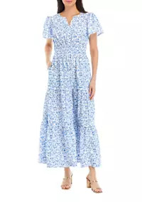 Women's Flutter Sleeve Printed Midi Dress | Belk