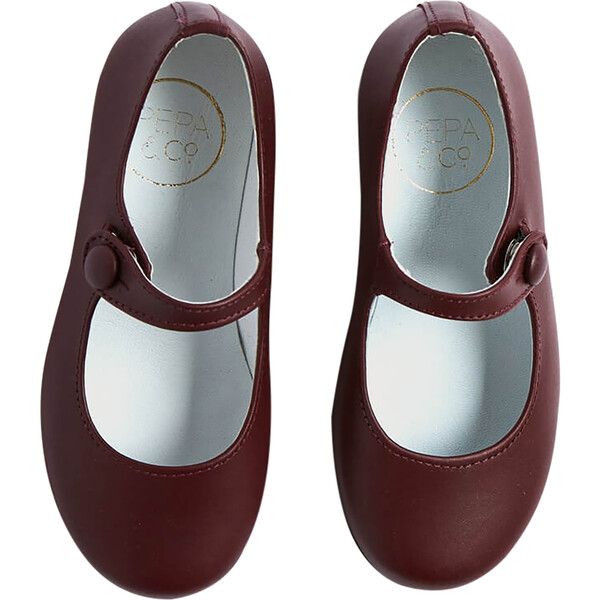 Leather Mary Jane Shoes, Burgundy | Maisonette