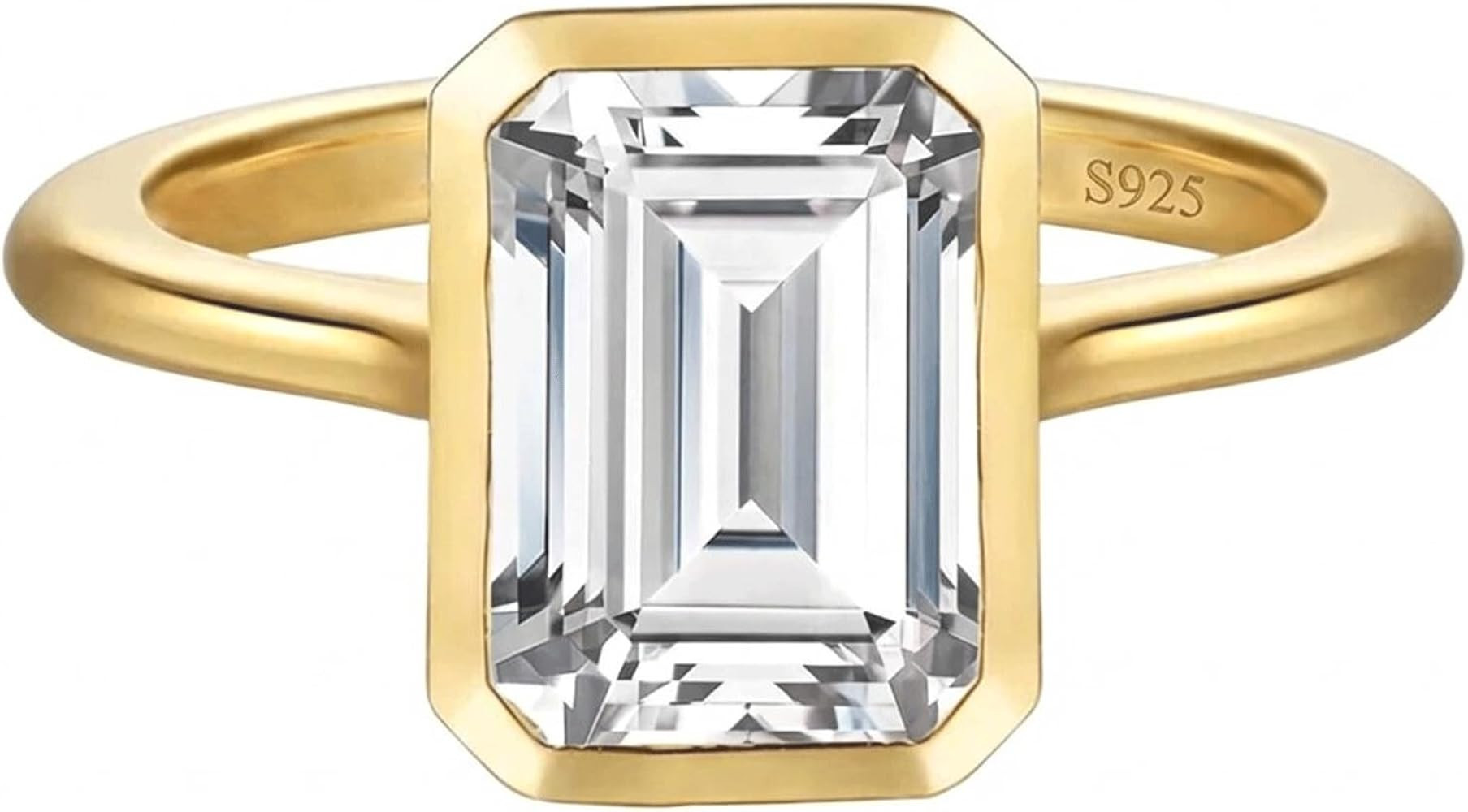 Cubic Zirconia Engagement Ring 925 Sterling Silver Emerald Cut 1CT/2CT/3CT CZ 14k Gold Plated Ann... | Amazon (US)