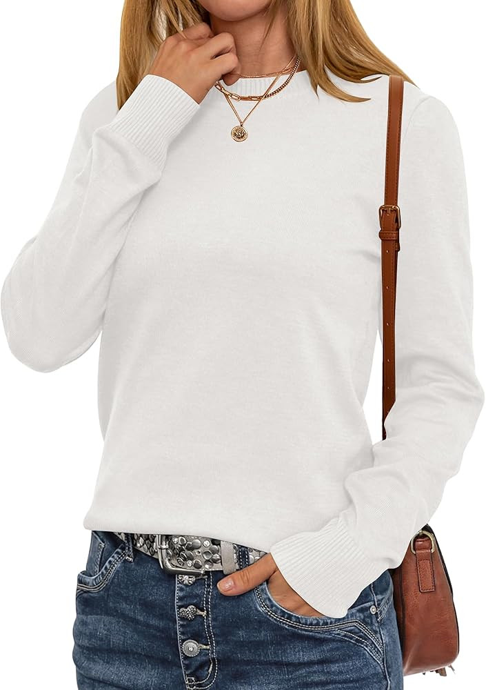 ANRABESS Women's Long Sleeve Crewneck Classic 2024 Fall Soft Basic Pullover Sweaters Top | Amazon (US)