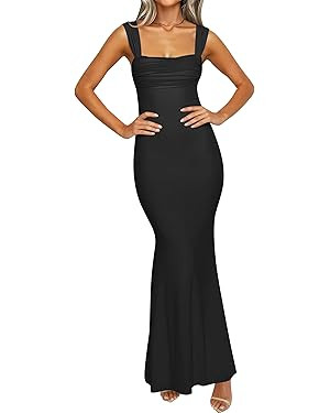 Caracilia Dresses for Women Summer 2026 Sleeveless Mesh Bodycon Floral Maxi Formal Wedding Guest ... | Amazon (US)