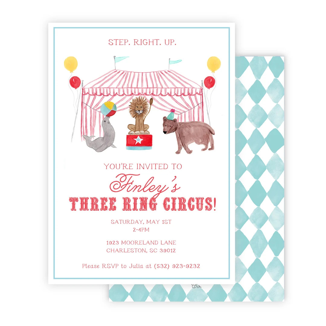 Watercolor Circus Invitation | Circus Birthday | Three Ring Circus | Unisex Birthday | Watercolor... | Etsy (US)