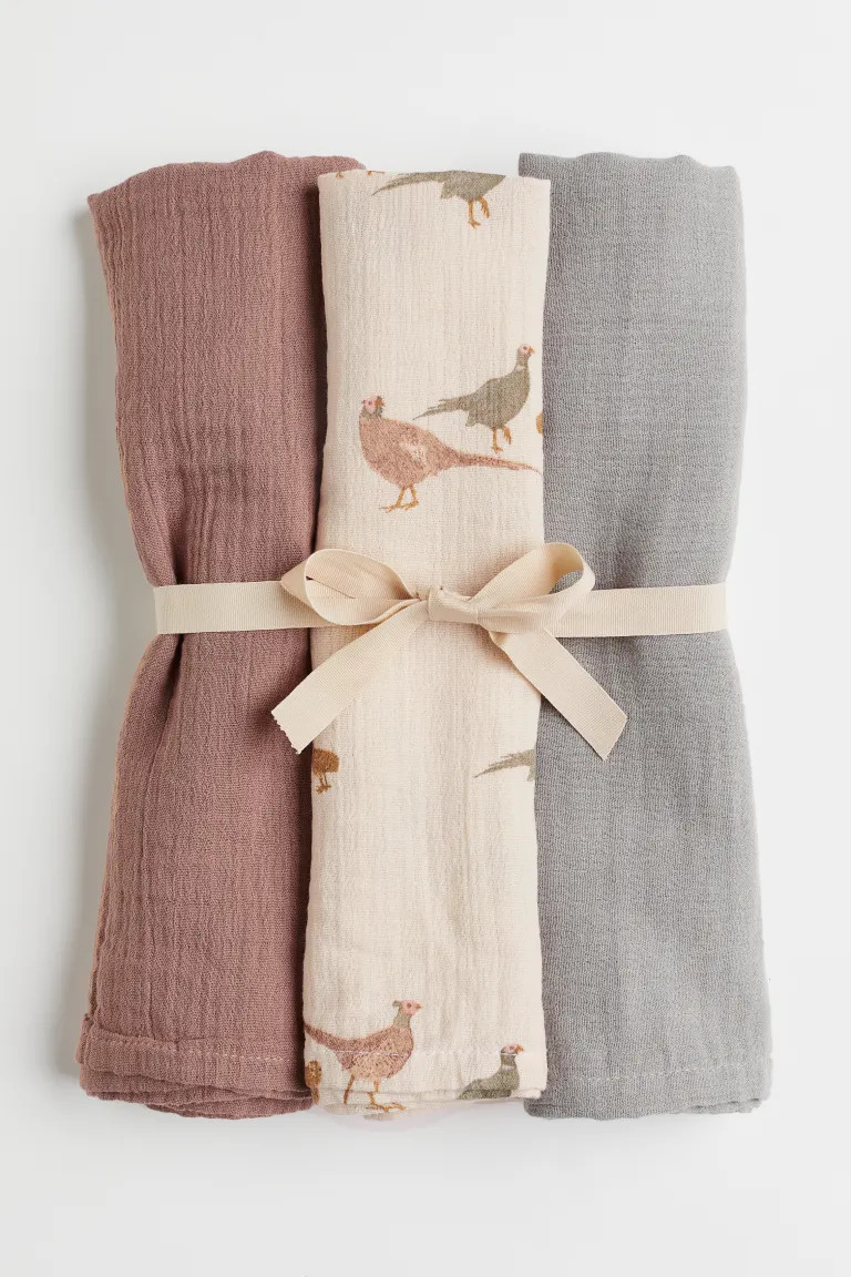 3-pack Muslin Blankets | H&M (US + CA)