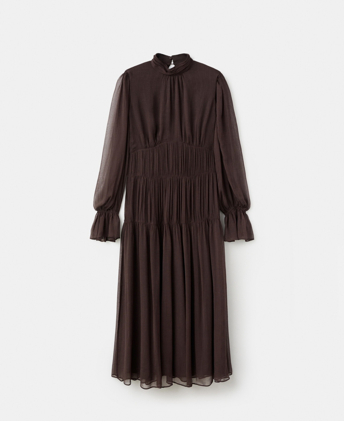 Mango Women's Puffed Sleeves Ruffled Dress - Chocolate | Macy's