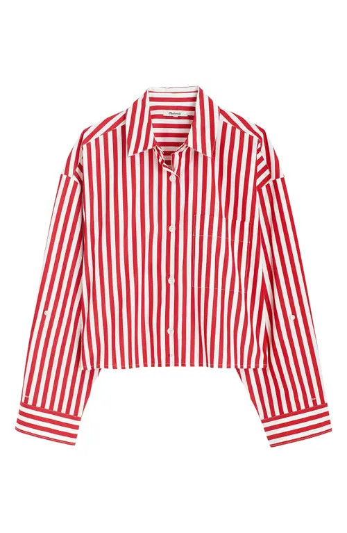 Madewell Poplin Straight Hem Shirt in Cerise at Nordstrom, Size Small | Nordstrom