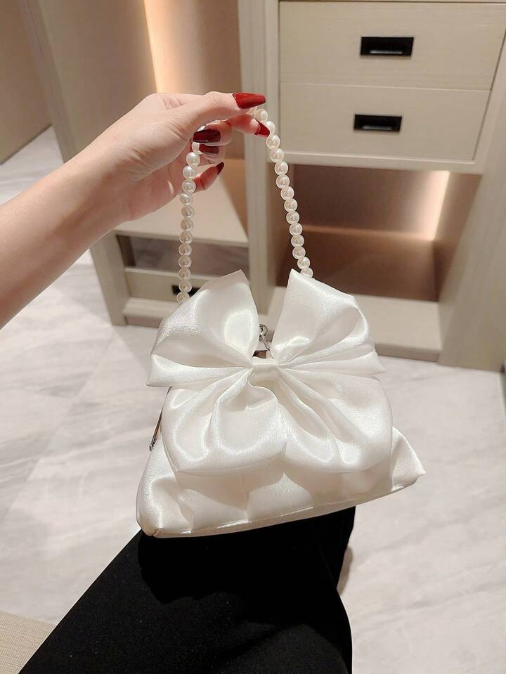 Women's Exquisite Satin Flower Evening Bag With Faux Pearl And 3d Floral Design For Party, Prom, ... | SHEIN