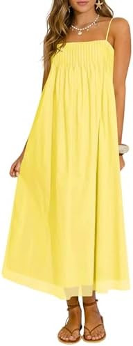 Wenrine Women's Summer Boho Maxi Dresses Spaghetti Straps Chiffon Casual Sundress Beach Vacation ... | Amazon (US)