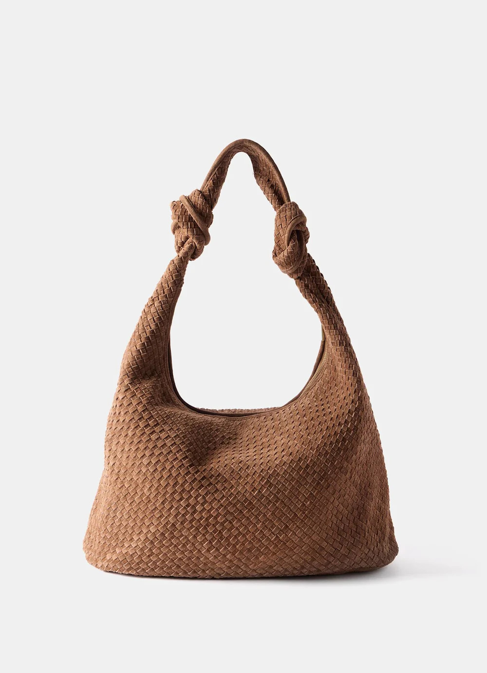 Tan Woven Suede Knot Detail Bag | Mint Velvet