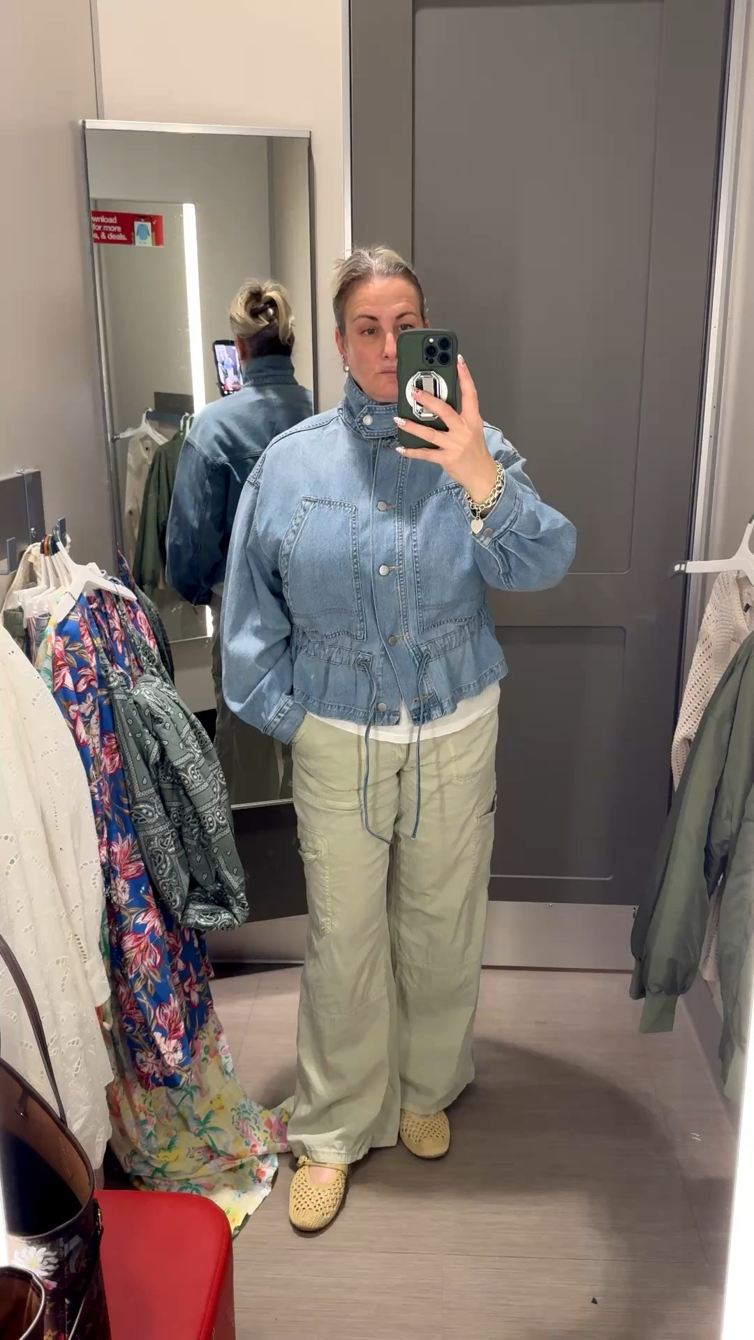 Loved this funnel neck jean jacket!  Very similar to a high end style but without the high end price 

🔎 Funnel neck jacket, jean jacket, jackets with cinched waists, target finds, target style, styled with bags 

#LTKMidsize #LTKootd #LTKOver40