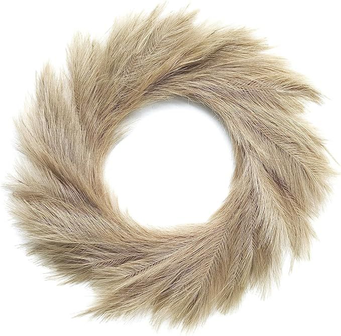 Faux Pampas Grass Wreath, 27" Large Boho Wreath for Front Door | Artificial Pampas Wreath Fall De... | Amazon (US)