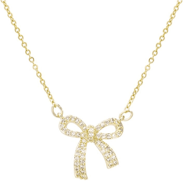 GOVSONE 14K Gold Plated Bow Necklace Ribbon Pendant Fashion Jewelry Gifts for Women | Walmart (US)
