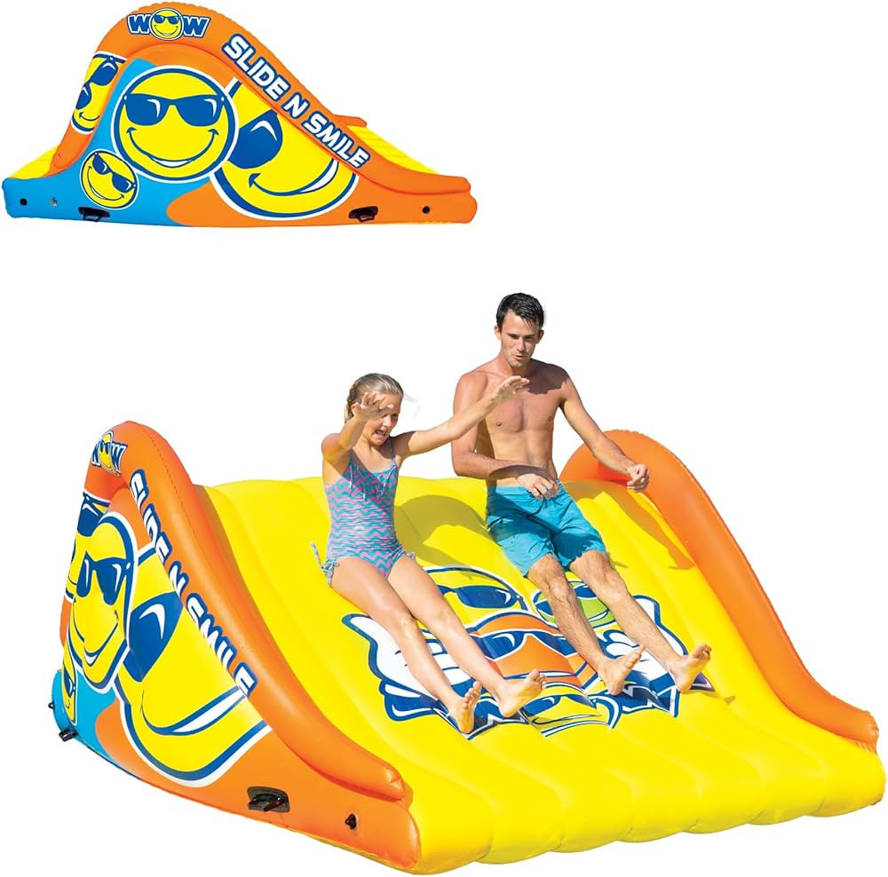 Wow Sports Slide N Smile Slide with 2 Lanes, Giant Floating Water Slide for Adults and Kids | Amazon (US)