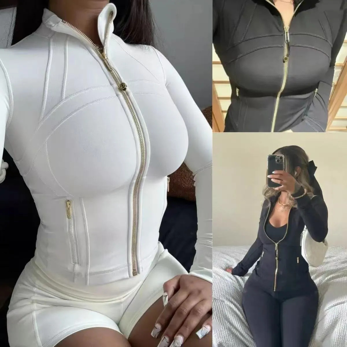 Top 5A Women's Yoga long clothes sleeves Jacket Outfit Solid Color Nude Sports Shaping Waist Fitn... | DHGate