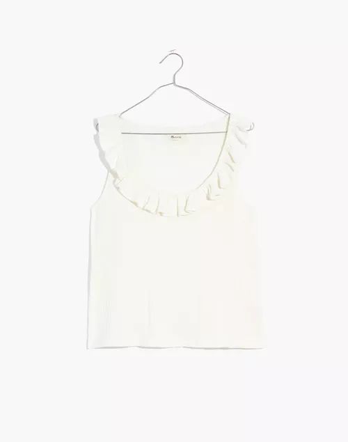 Ribbed Pointelle Ruffled Scoop Tank | Madewell