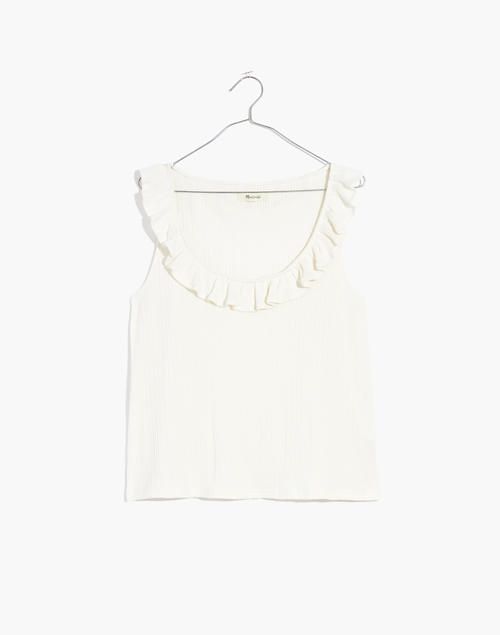 Ribbed Pointelle Ruffled Scoop Tank | Madewell