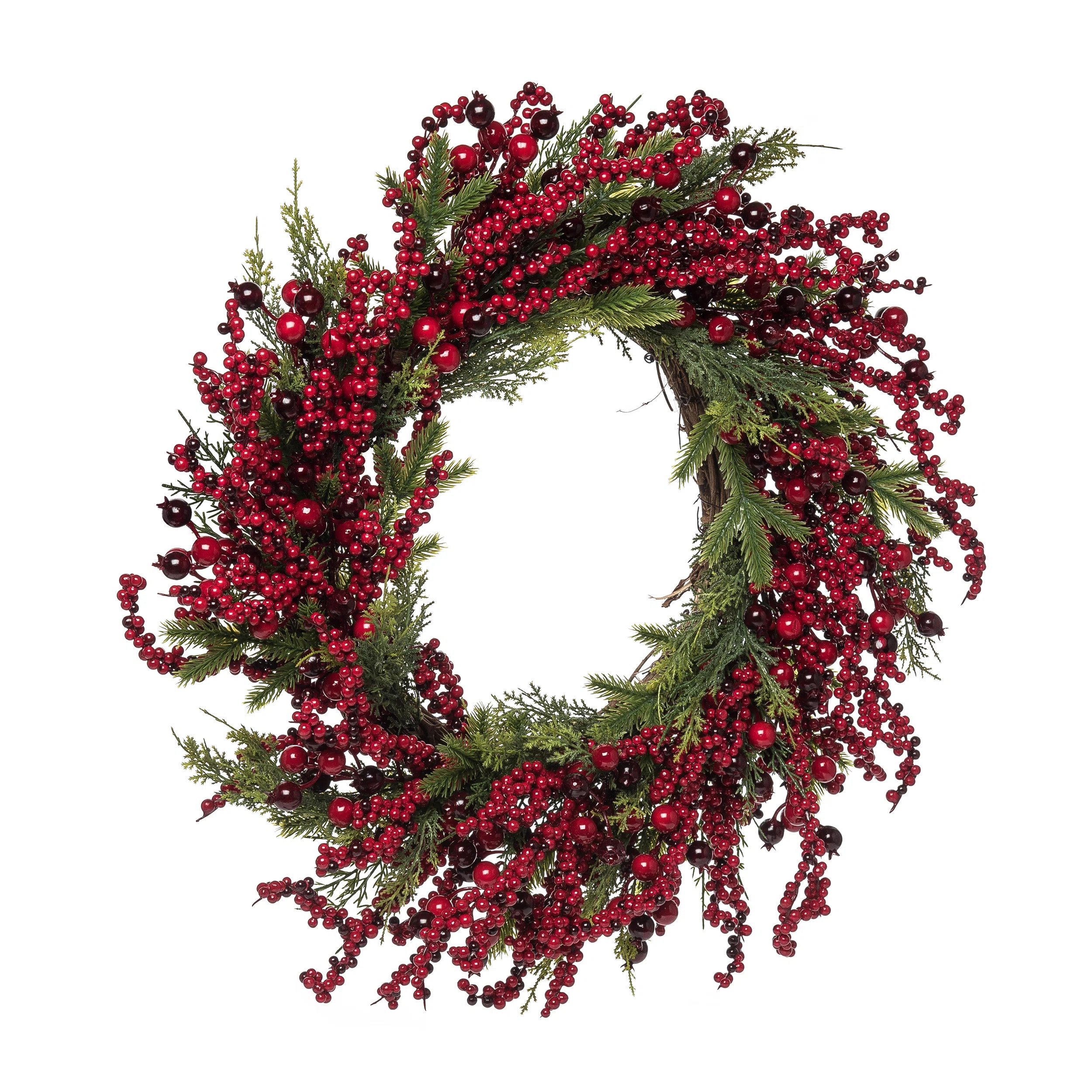 Foam 24 in. Red Christmas Berry Wreath | Wayfair North America