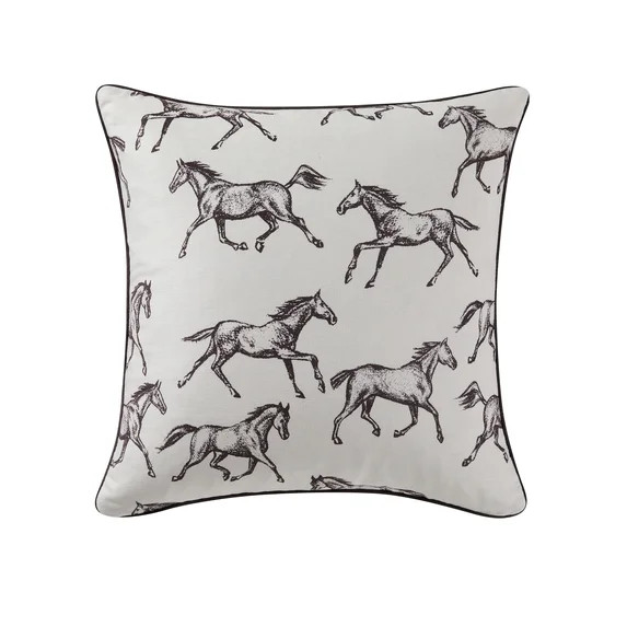 My Texas House 18" x 18" Ivory Running Horses Decorative Pillow Cover | Walmart (US)