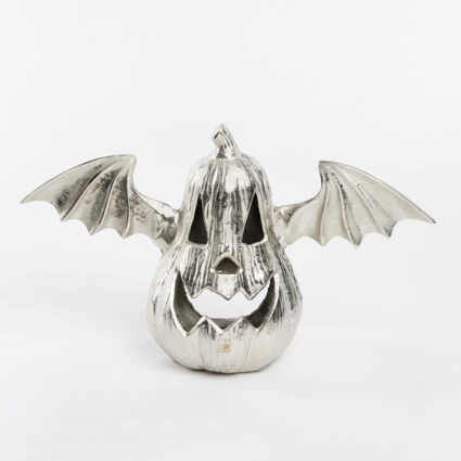 Silver Tone Batwing Tall Pumpkin Decoration | TK Maxx