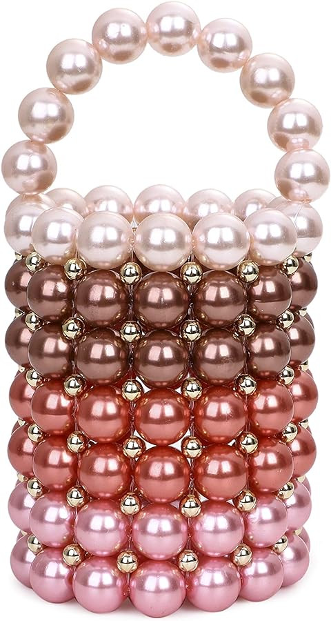 YUSHINY Women Beaded Pearl Evening Bucket Handmade Bags with DustBag for Wedding Party | Amazon (US)