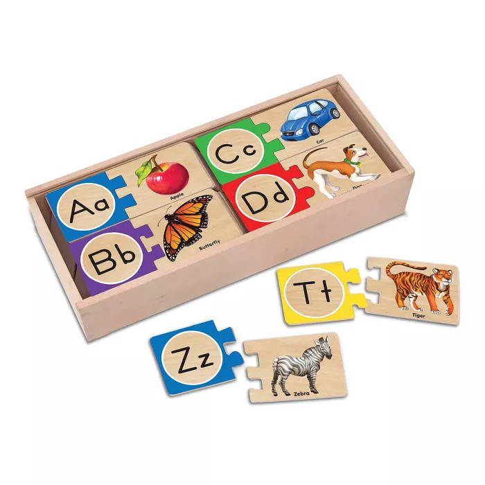 Melissa & Doug Self-Correcting Alphabet Wooden Puzzles With Storage Box 27pc | Target