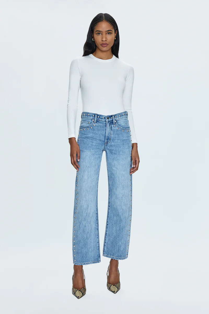 Lexi Mid Rise Bowed Straight Jean - Satellite | Pistola Denim