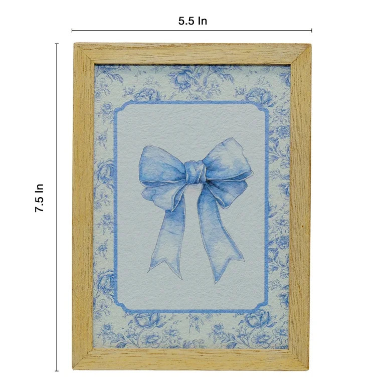 Bow Framed Artwork, Blue, 5" x 7", by My Texas House | Walmart (US)