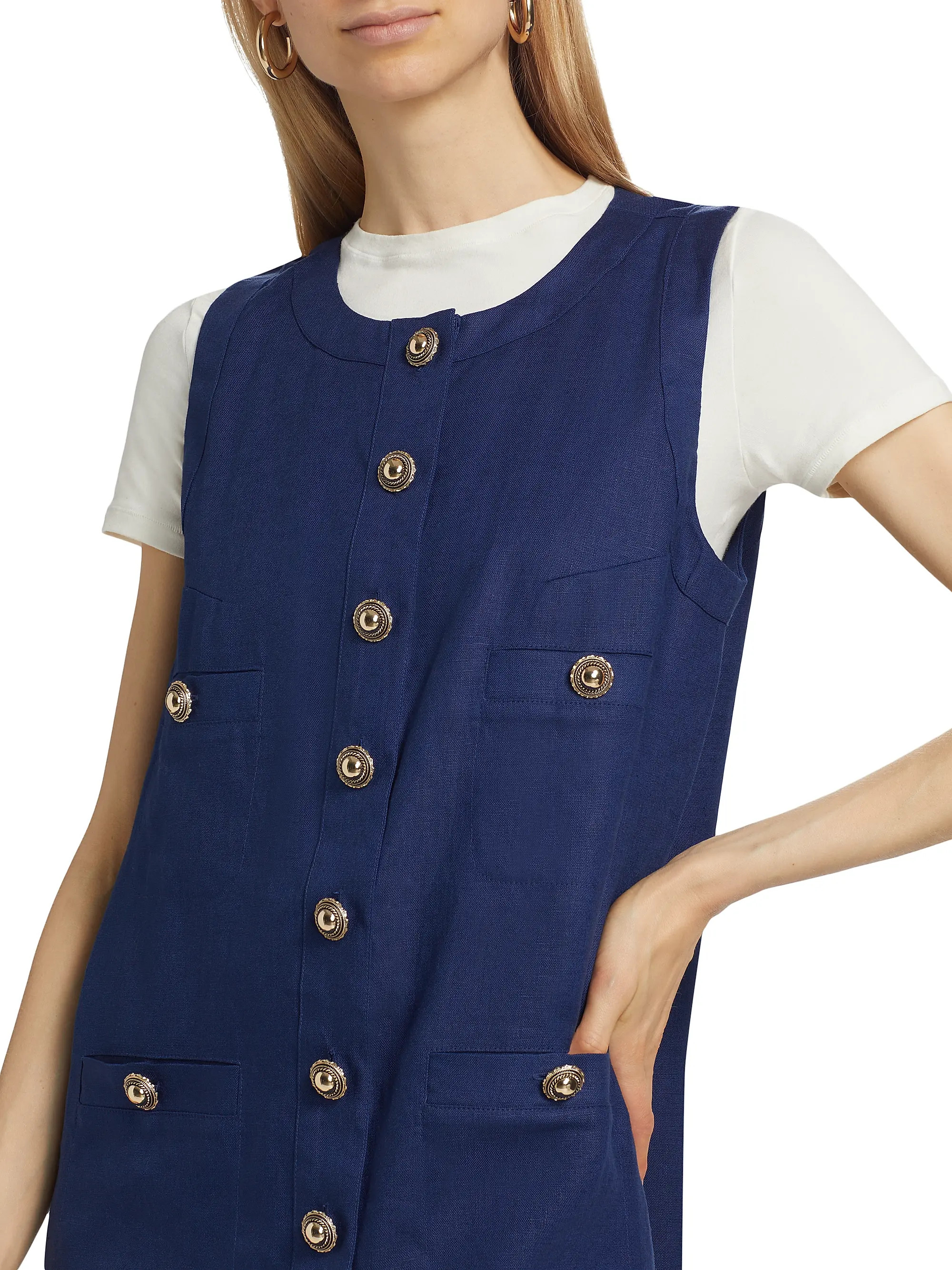 Reformation Tropez Linen Sleeveless Shift Minidress | Saks Fifth Avenue | Saks Fifth Avenue